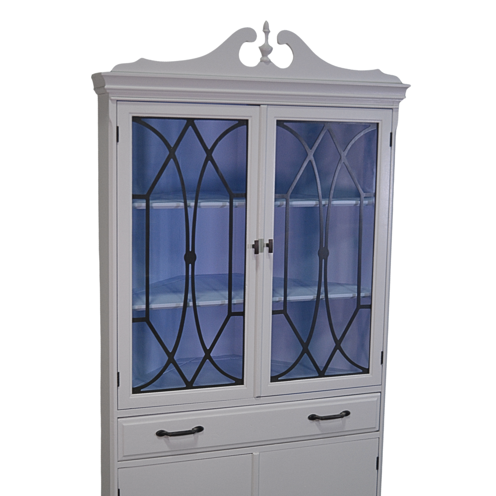 White Corner Display Cabinet with Glass Doors - Image 2