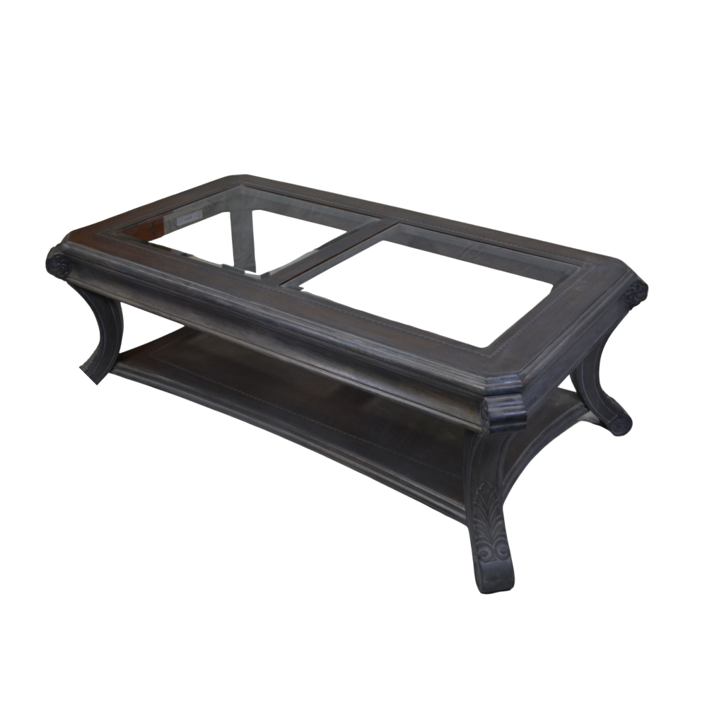 Stone Grey Coffee Table with Glass Inserts - Image 2