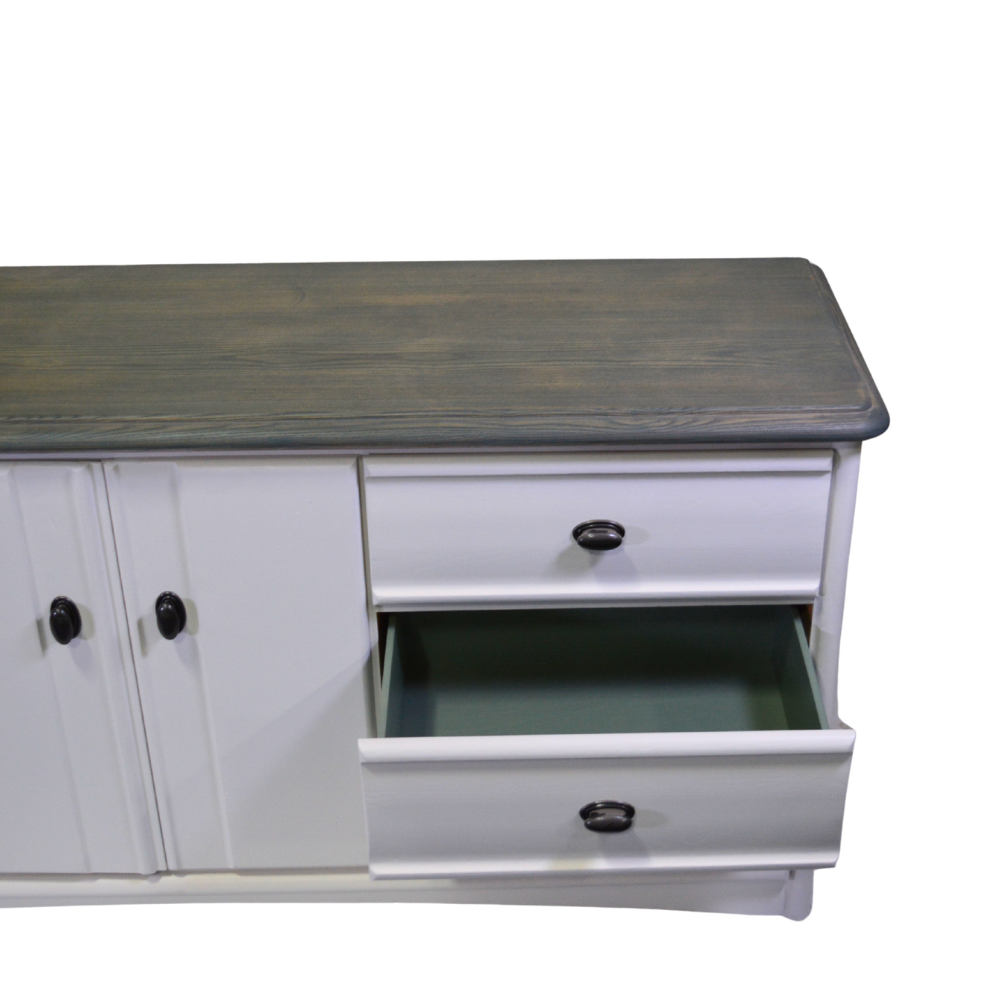 White Dresser with Black Handles - Image 4