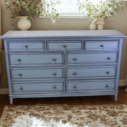 Stone Grey Nine-Drawer Dresser - Image 1