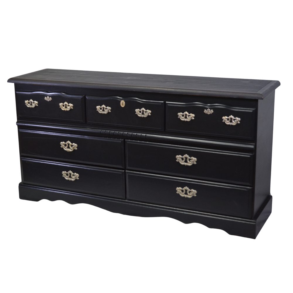 Black Seven-Drawer Dresser with Gold Hardware - Image 2