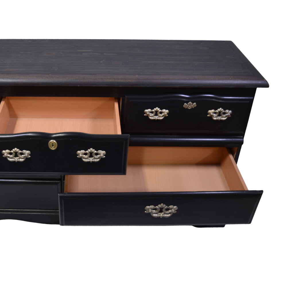 Black Seven-Drawer Dresser with Gold Hardware - Image 3