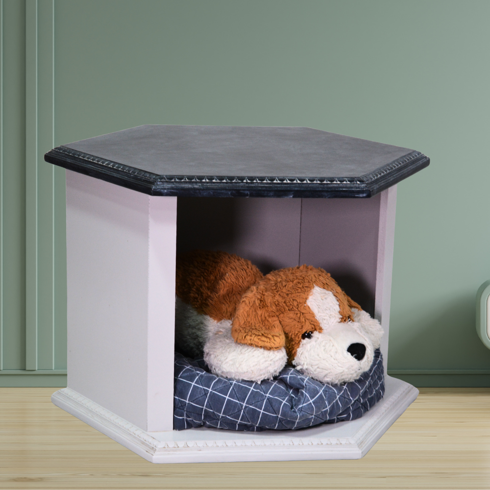 White Hexagon Side Table Dog Bed - Image 2