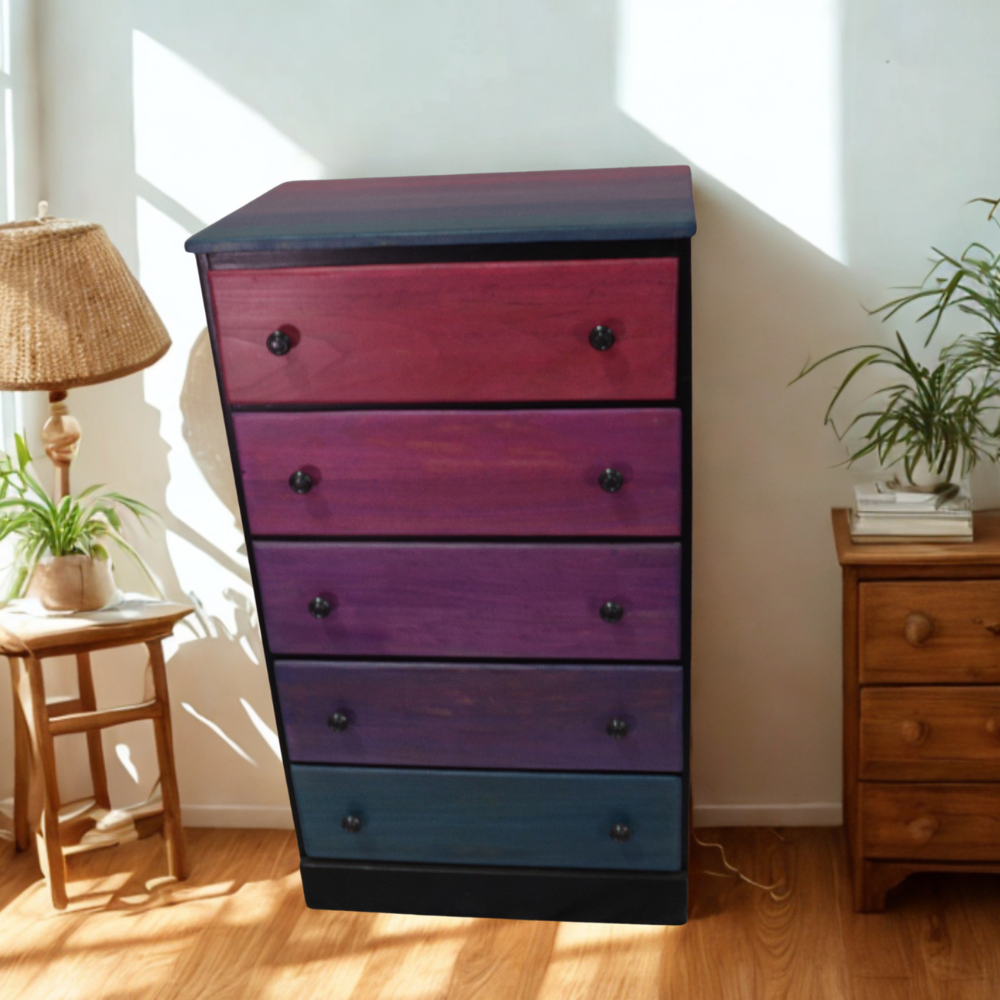 Purple Gradient Marble-Pattern Cabinet
