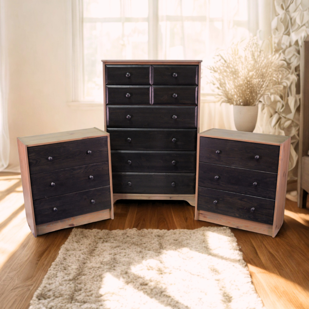 Tall Light and Dark Wood Dresser - Image 2